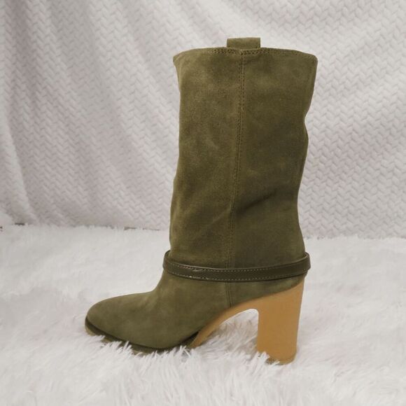 Franco Sarto Cypress Olive Green Suede Paxton Mid Calf Boot 6 - Picture 4 of 7